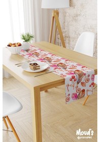 Resim Elmas Bohem Desenli Baskılı Süet Runner Masa Örtüsü 