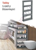 Resim Dükkanönü Tabby 5 Kat Raflı Tekerlekli Banyo Mutfak Eko Düzenleyici Organizer ( Antrasit ) 