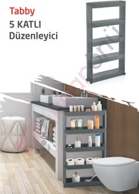 Resim Dükkanönü Tabby 5 Kat Raflı Tekerlekli Banyo Mutfak Eko Düzenleyici Organizer ( Antrasit ) 