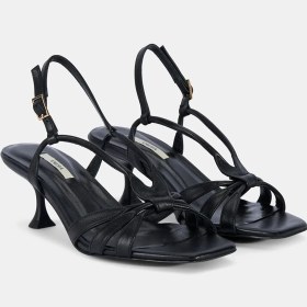 Resim Desa Kadın Siyah Ince Şeritli Bilekten Tokalı Topuklu Deri Sandalet 