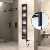 Resim Radiva Haiti Elektrikli Havlupan 300 Watt 300X1800 Düz Mat Siyah (Oned On/off Termostatlı) Sağ 