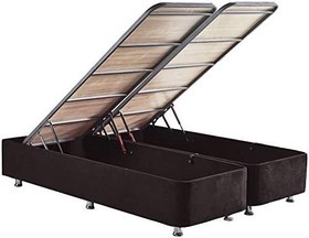 Resim Niron Yatak Ela Baza -160x200 cm Çift Kişilik Sandıklı Siyah Kumaş Baza Silinebilir Soho Kumaş 