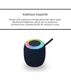 Resim Torima Bluetooth Hoparlör Rgb Işıklı USB FM Destekli Radyo D10 Açık Mavi 