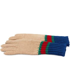 Resim Bej Lacivert Unisex Çocuk Yün Eldiven 