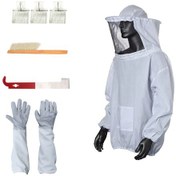 Resim Tenfowee Arıçılık 5'li Set: M Beden Arı Giysisi, Eldiven, J Kanca Alet, Arı Fırçası Ve 3 Adet Kraliçe Tutucu - Yeni Başlayanlar İçin Tam Zirve Paketi Beyaz 