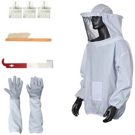 Resim Tenfowee Arıçılık 5'li Set: M Beden Arı Giysisi, Eldiven, J Kanca Alet, Arı Fırçası Ve 3 Adet Kraliçe Tutucu - Yeni Başlayanlar İçin Tam Zirve Paketi Beyaz 
