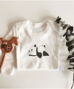 Resim Tuğbababy Uykucu Panda Uzun Kol Çıtçıtlı Organik Bebek Body Beyaz 
