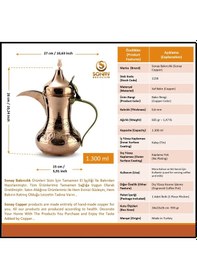 Resim Mırra Büyük Boy Bakır Arap Çaydanlık Sütlük 1.300 Ml Bakır 