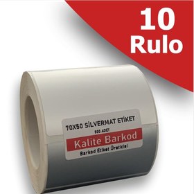 Resim Kalite Barkod 70X50 Silvermat Etiket | 10 Rulo Demirbaş Etiketi 