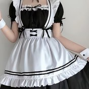 Resim EMWM Kadınlar için Sevimli Prenses Elbisesi - Kısa Siyah ve Beyaz Hizmetçi Kostümü, Fırfırlı Etek, Ücretsiz Önlük ve Başlık Bağcığı Dahil, Polyester, Makinede Yıkanabilir 