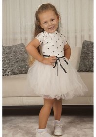 Resim Kız Bebek-çocuk Kısa Kollu Doğum Günü Ve Özel Günler İçin Kalpli Tüllü Astarlı Elbise Kısakol-beyaz Beyaz 