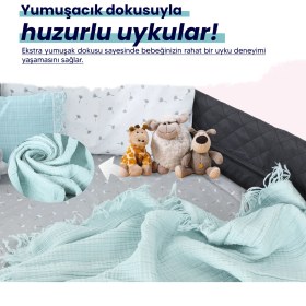 Resim Huggy 4 Katlı %100 Pamuk 100x130 Müslin Bez, Müslin Örtü, Müslin Yenidoğan Bebek Battaniyesi 