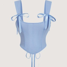 Resim Şık Omuzlu Korse Üstü Ön Kurdele Detayı ile - Pembe, Dantelli Arka, Ruched Tasarım, Yazlık Rahat Giyim için Mükemmel, Rahat Giyim Üstü | Omuz Üstü Moda | Ruched Korse Üstü, Korse Üstü 