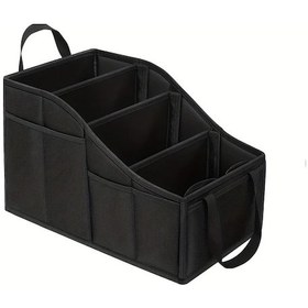 Resim Chuangyinshop 1 Adet Black Araç Organizer Katlanır Saklama Kutusu 7 File Cebi 2 Bardaklık 