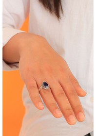 Resim Safir Taşlı Damla Model Markazit Gümüş Yüzük 201020389 - 530173205 