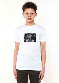 Resim The Oa Girl Splash Baskılı Unisex Çocuk Beyaz T-Shirt 