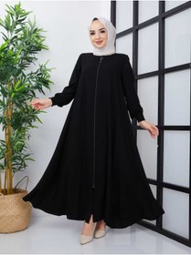 Resim SARİAL GİYİM Yeni Sezon Mevlana Ferace Kolları Özel Lastikli Yazlık Iç Göstermez Tesettür 