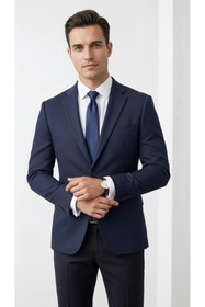 Resim Plus Scorpion Slim Fit Mikro Desenli Erkek Ceket Yazlık Pike Kumaş Çift Yırtmaç Blazer 