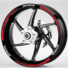Resim Motosiklet Jant Şeridi Honda Beyaz Honda Yazılı 3 Parçalı Kırmızı Sağ-sol/ön-arka-60 