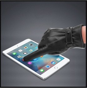 Resim Erkek Suni Deri Eldiven Dokunmatik Ekran Uyumlu 