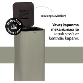 Resim Genel Markalar Delta 30 L Kare Pedallı Çöp Kovası Yeşil, Yavaş Kapanma, Metal Gövde, Kolay Çıkarılabilir 