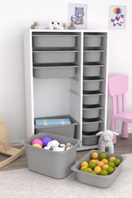 Resim Pratico Rine 14 Sepetli Çok Amaçlı Oyuncak Dolabı Gri 2d4k8u 