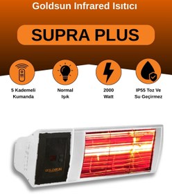 Resim Goldsun Supra Plus 2000 Watt GSS20P Kumandalı Suya Dayanıklı Elektrikli İnfrared Isıtıcı-Beyaz 