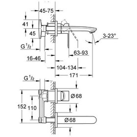 Resim Grohe Eurostyle Cosmopolitan İki Delikli Duvardan Lavabo Bataryası – 19571002 