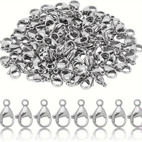 Resim 100 adet 11/12mm Sınıf A 304 Paslanmaz Çelik Istakoz Pençesi Kilitleri, Kolyeler ve Bileklikler için Takı Kilitleri, DIY El Sanatları ve Aksesuarlar için Dayanıklı ve Güvenli Kapanış 