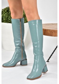 Resim Fox Shoes Mavi Rugan Kalın Topuklu Kadın Çizme L524600008 Mavi 