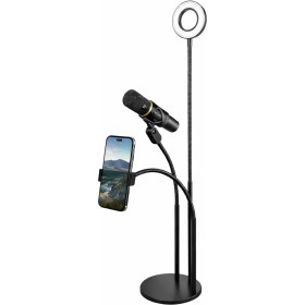 Resim Coverzone 3İn1 Youtube Set Cep Telefonu & Mikrofon Tutucu Ve Selfie Işığı 