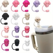 Resim 40oz ve 30oz Tumblerlar için 4'lü Paket Kafatası Silikon Pipet Kapakları, BPA İçermez, Saklama Kutulu Yeniden Kullanılabilir Toz Kapakları, Eğlenceli İskelet Tasarımı, Noel ve Cadılar Bayramı Temalı, Bulaşık Makinesinde Yıkanabilir, Evrensel Uyumlu 