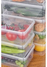 Resim 10 Adet Saklama Kabı Gıda Kahve Yemek Kendinden Kapaklı Dondurcuya Difrize Uygun 2 Litre Şeffaf 