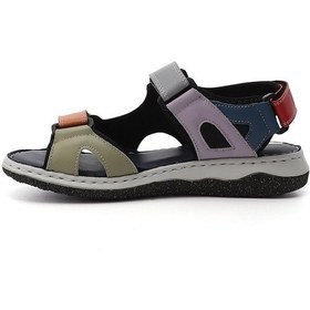 Resim Gönderi R Gökkuşağı Cırt Bantlı Dolgu Topuk Hakiki Deri Comfort Sandalet Gökyüzü Mavi 