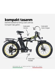 Resim Strada Cycles E-Bro Hidrolik Disk Fat Bike Katlanabilir 20 Jant Elektrikli Bisiklet 