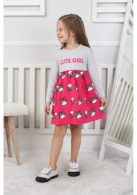 Resim Kız Çocuk Elbise Cute Girl Fuşya 