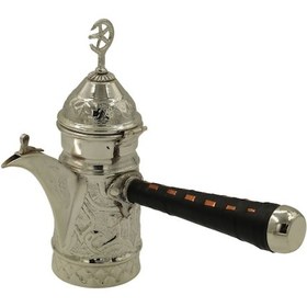 Resim Gümüş Kaplama Nakışlı Bakır Mırra Cezve 18 Cm 