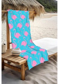 Resim Dijital Baskı Plaj Deniz Havlusu Flamingo Desenli Peştamal Hvl0206 Renkli 