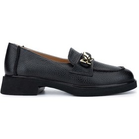 Resim Tamer Tanca Kadın Hakiki Deri Siyah Floter Loafer Ayakkabı 1051 01 Bn Ayk Sk24-25 Sıyah Fltr Siyah 