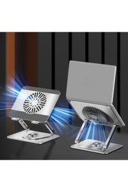 Resim markentegra Ergonomik Alüminyum Laptop Standı, Soğutmalı, 360° Döner, Mıknatıslı Fan 