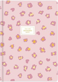 Resim Keskin 17 24 Ciltli Akademik Ajanda - Pembe Leopar Pembe 