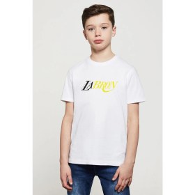 Resim Qivi Lebron Lakers Baskılı Unisex Çocuk Beyaz T-Shirt 