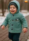 Resim Babydola 0-2 Yaş 2.5 Tog Pamuk Astarlı Polar Kapşonlu Erkek Bebek Çocuk Kaban Mint 12522 