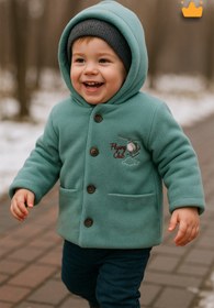 Resim Babydola 0-2 Yaş 2.5 Tog Pamuk Astarlı Polar Kapşonlu Erkek Bebek Çocuk Kaban Mint 12522 