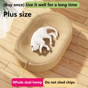 Resim Kediler için uygun, montaj gerektirmeyen, etkileşimli oval kedi tırmalama yatağı, izli oyuncaklı, dayanıklı sisal örgü kedi evi, evcil hayvan oyun alanı, çok fonksiyonlu kedi mobilyası. 
