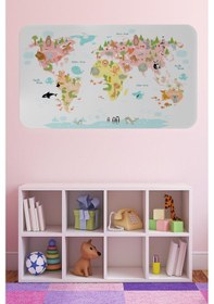 Resim Eğitici Dünya Haritası Dünya Atlası Çocuk Ve Bebek Kız Çocuğu Odası Duvar Sticker-60x105-3777 - Renkli Çok Renkli 