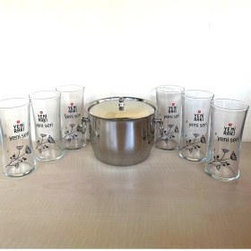 Resim Sanat Taciri 6 Adet Yeni Seri Rakı Bardağı Yeni Model Rakı Bardağı Çelik Buz Kovası Çif Katmanlı Maşalı Kapaklı 