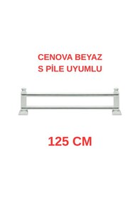 Resim Cenova S Pile Ve Perde Düğmesi Uyumlu Çetray Çift Raylı Modern Ahşap Rustik Beyaz 125 Cm Beyaz 
