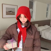 Resim Sonbahar ve Kış Kadın Kırmızı Şapka ile Atkı, Moda Çok Yönlü Rüzgar Geçirmez Bere, Açık Hava Aktiviteleri, Yürüyüş, Kayak için - 4 Renk Mevcut, Noel veya Doğum Günü için Mükemmel Hediye, Tüm Mevsimler için Uygun (Bahar, Sonbahar, Kış) 