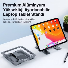 Resim Qasul Katlanabilir Metal Tablet Leptop Tutucu Iskelet Tasarım Katlanabilir, Kaymaz, Metal Gövde 